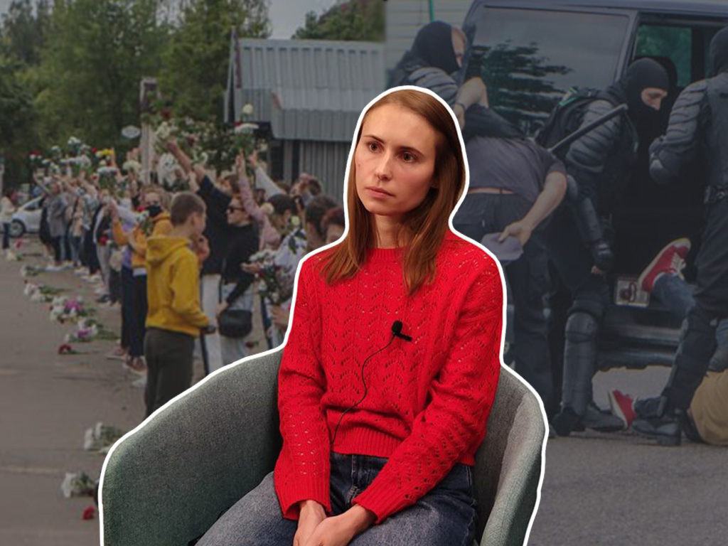 «Ён валяецца на зямлі, а на ім сядзіць амапавец». Мужа збілі ў РАУС — выйшла на жаночую акцыю